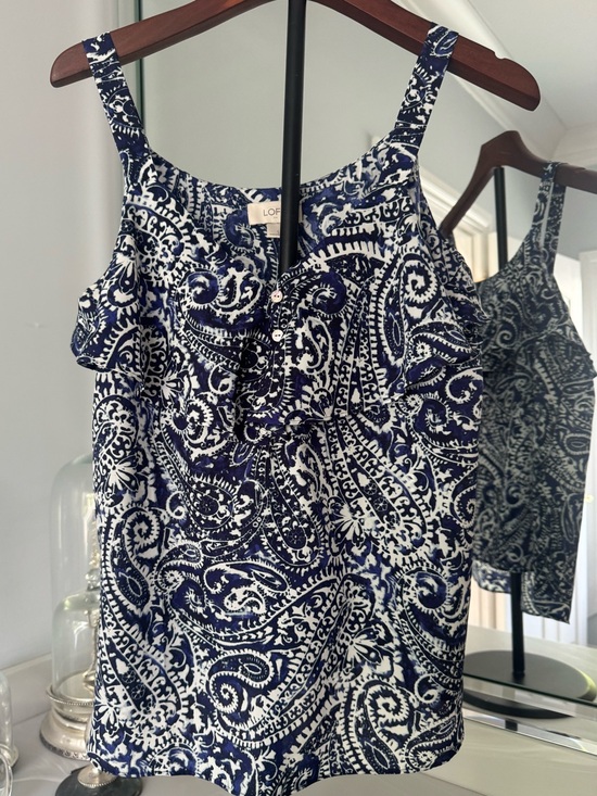 LOFT Tops - LOFT Navy and White Paisley Camisole US Small
